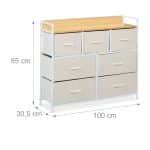 Comoda cu 7 sertare, alb/bej, blat MDF, cadru otel, 85 x 100 x 30,5 cm - imagine 4