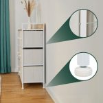 Comoda cu 7 sertare, alb/bej, blat MDF, cadru otel, 85 x 100 x 30,5 cm - imagine 2
