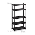 Raft industrial cu 5 niveluri, negru, placi MDF, cadru otel, 180 x 90 x 40 cm - imagine 7