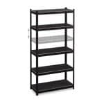 Raft industrial cu 5 niveluri, negru, placi MDF, cadru otel, 180 x 90 x 40 cm - imagine 5