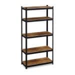 Raft industrial cu 5 niveluri, negru/maro, placi MDF, cadru otel, 180 x 90 x 40 cm