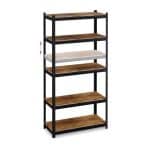 Raft industrial cu 5 niveluri, negru/maro, placi MDF, cadru otel, 180 x 90 x 40 cm - imagine 5