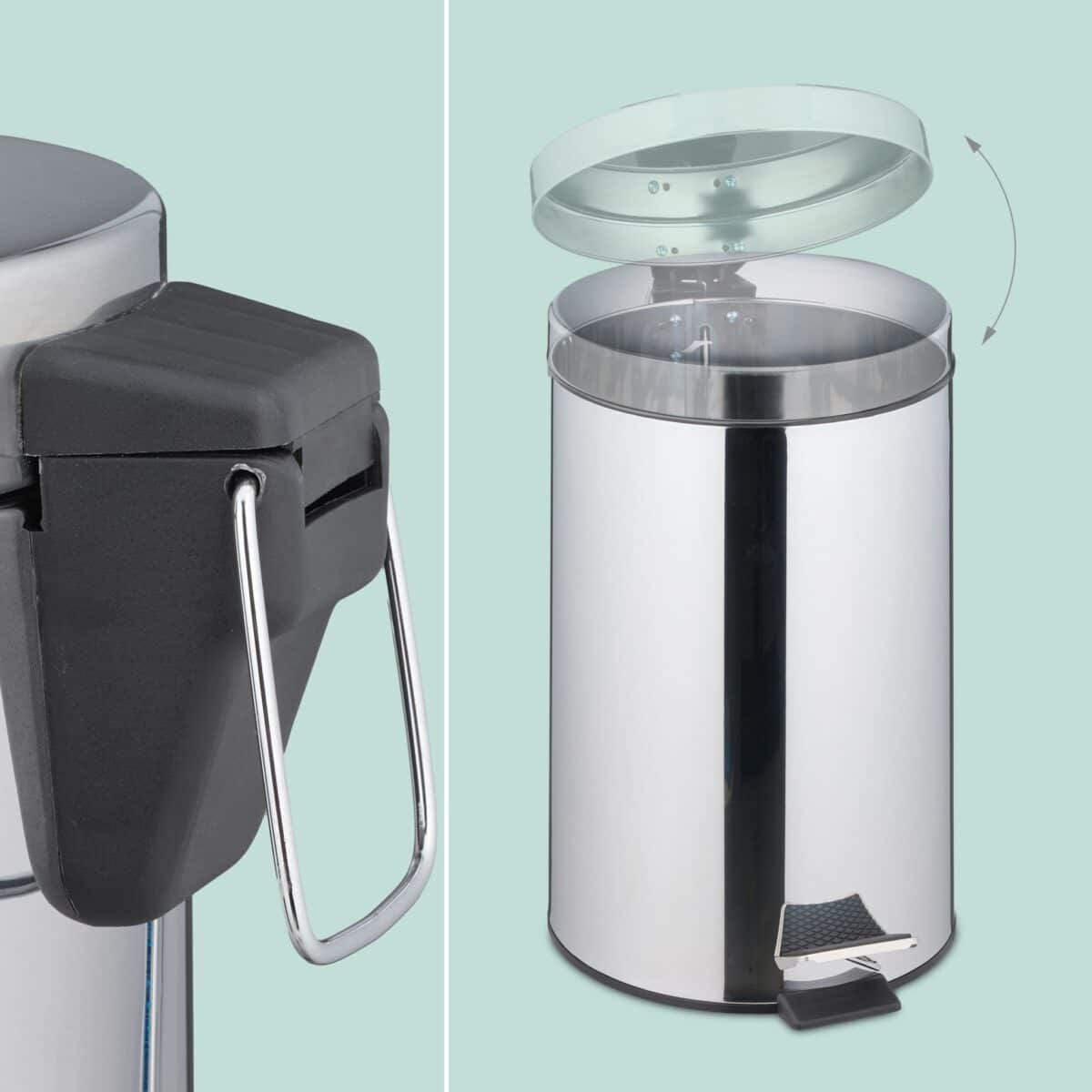 Cos de gunoi, 20 L, cu pedala, otel inoxidabil, argintiu - imagine 7
