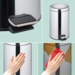 Cos de gunoi, 20 L, cu pedala, otel inoxidabil, argintiu - imagine 6