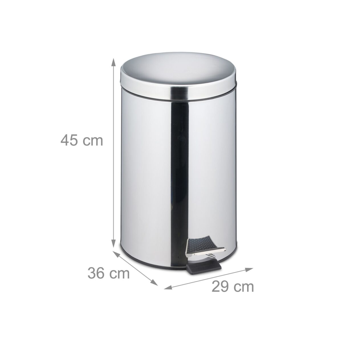 Cos de gunoi, 20 L, cu pedala, otel inoxidabil, argintiu - imagine 5