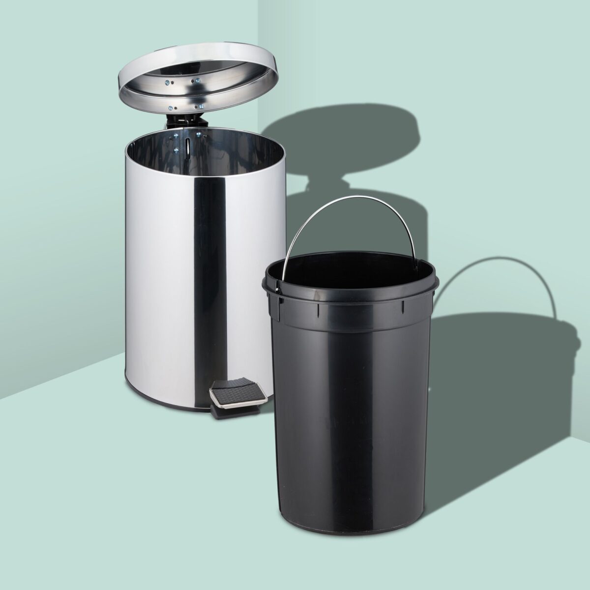 Cos de gunoi, 20 L, cu pedala, otel inoxidabil, argintiu - imagine 4