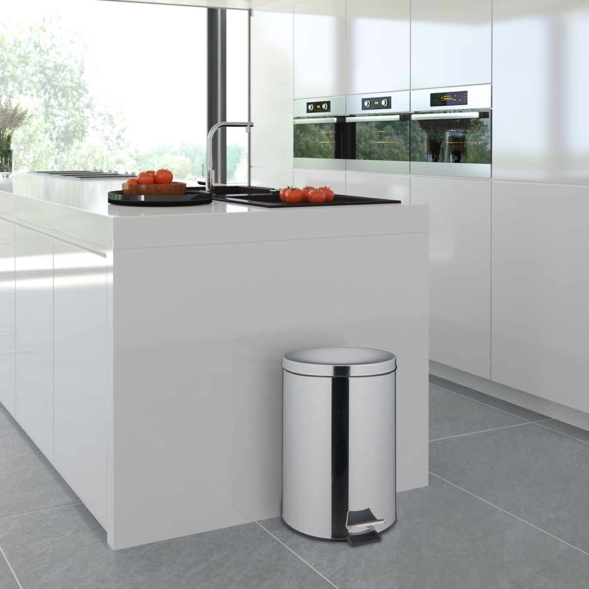Cos de gunoi, 20 L, cu pedala, otel inoxidabil, argintiu - imagine 3