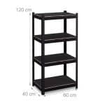 Raft industrial cu 4 niveluri, negru, placi MDF, cadru otel, 120 x 60 x 40 cm, Relaxdays - imagine 6