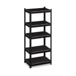 Raft industrial cu 5 niveluri, negru, placi MDF, cadru otel, 150 x 60 x 40 cm