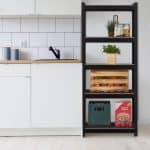 Raft industrial cu 5 niveluri, negru, placi MDF, cadru otel, 150 x 60 x 40 cm - imagine 7
