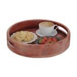 Tava servire, din lemn, cu manere, maro, 7,5 x 36 cm