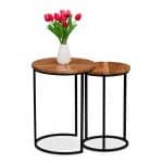 Set 2 masute de cafea, din lemn, maro/negru