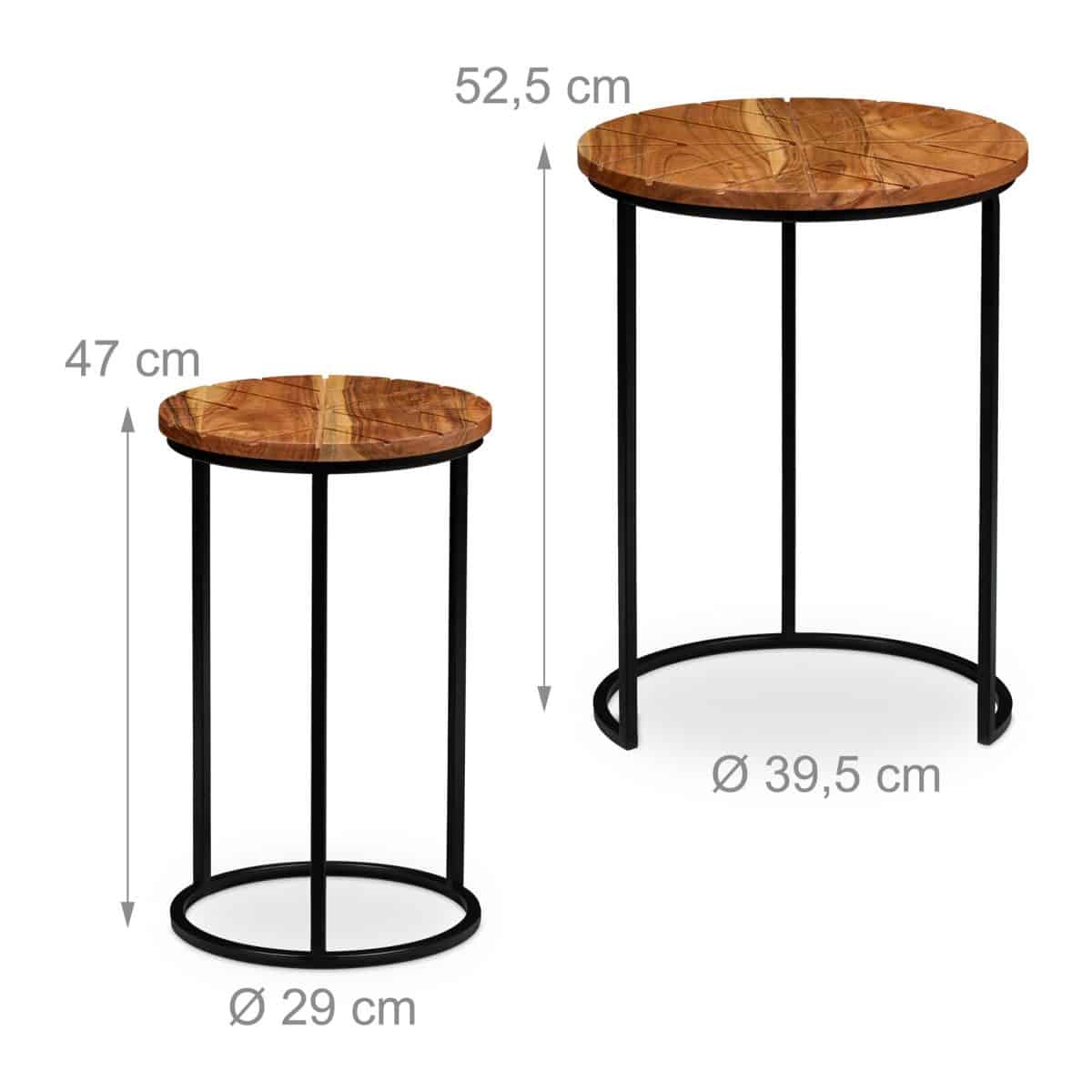 Set 2 masute de cafea, din lemn, maro/negru - imagine 4