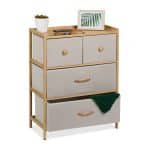 Comoda cu 4 sertare textile, bambus, 73 x 57,5 x 30 cm