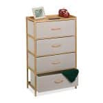 Comoda cu 4 sertare textile, bambus, 94 x 58 x 32,5 cm
