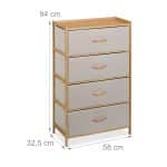 Comoda cu 4 sertare textile, bambus, 94 x 58 x 32,5 cm - imagine 6