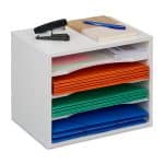 Mini raft, de birou, din bambus, 4 rafturi, alb, 28 x 35,5 x 25 cm