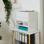 Mini raft, de birou, din bambus, 3 rarturi, alb, 22,5 x 47 x 40 cm - imagine 2