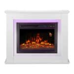 Semineu electric decorativ cu LED multicolor, 2000W, telecomanda, cadru lemn MDF alb, reglare temperatură 15-30°C, Artlife, 100x28x82 cm - imagine 6