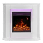 Semineu electric de colt DeLuxe Artlife, alb, LED 13 culori, telecomanda, afisaj LCD, incalzire 15-30 °C, 5 niveluri luminozitate, lemn MDF