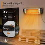 Incalzitor infrarosu TRESKO 2500W pentru perete – cu telecomanda, timer, LED, 3 trepte, interior/exterior - imagine 5