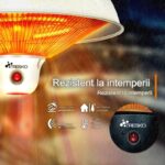 Incalzitor Infrarosu de Tavan 1500W cu Telecomanda si LED, IP34, Instant-Heat, interior/exterior, Alb - imagine 2