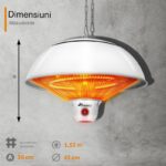Incalzitor Infrarosu de Tavan 1500W cu Telecomanda si LED, IP34, Instant-Heat, interior/exterior, Alb - imagine 5