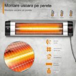 Incalzitor infrarosu TRESKO 2500W pentru perete – cu telecomanda, timer, LED, 3 trepte, interior/exterior - imagine 3