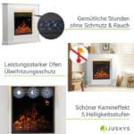 Semineu electric de colt DeLuxe Artlife, alb, LED 13 culori, telecomanda, afisaj LCD, incalzire 15-30 °C, 5 niveluri luminozitate, lemn MDF - imagine 10