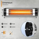 Incalzitor infrarosu TRESKO 2500W pentru perete – cu telecomanda, timer, LED, 3 trepte, interior/exterior - imagine 2