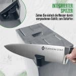 Set de cutite pentru bucatarie, 20 piese, cu suport, suport si ascutitor incorporat, decojitor fruncte/legume, tocator, negru/gri - imagine 4