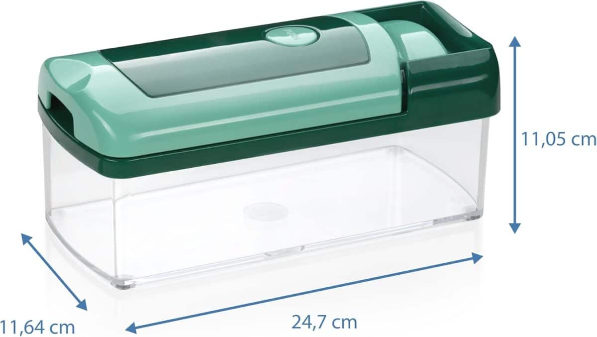 Tocator de legume manual, 16 piese, lame inox, caserola, verde, plastic, Kraftpunkt® - imagine 7
