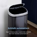 Cos de gunoi cu senzor, 58 L, Kraftpunkt®, otel inoxidabil, gri/argintiu - imagine 3