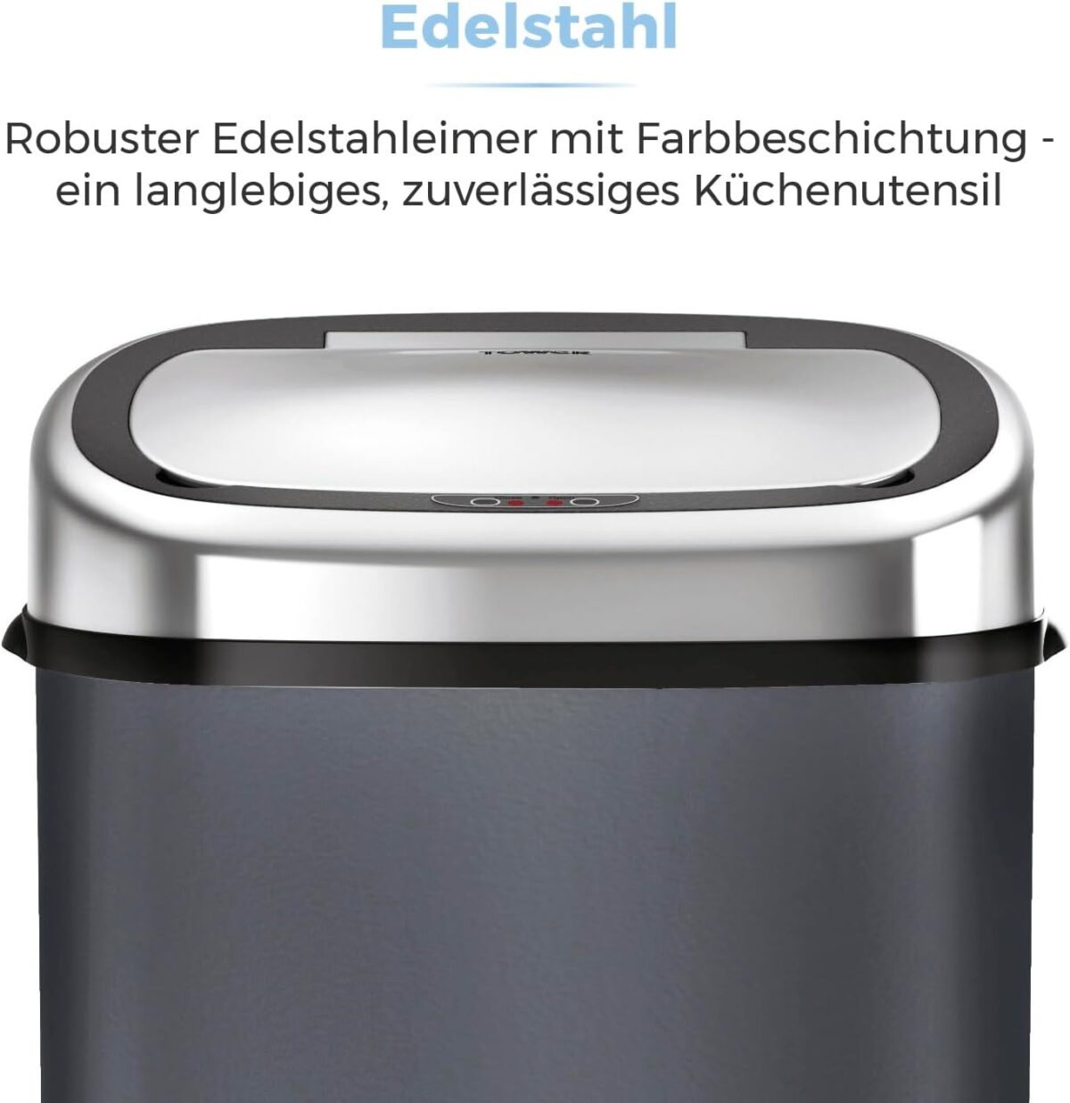 Cos de gunoi cu senzor, 58 L, Kraftpunkt®, otel inoxidabil, gri/argintiu - imagine 5