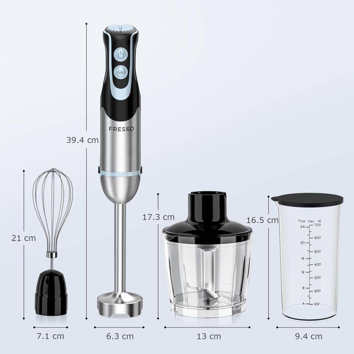 Blender 4 in 1, 1000 W, 12 viteze si functie turbo, multifunctional, negru/argintiu - imagine 2