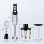 Blender 4 in 1, 1000 W, 12 viteze si functie turbo, multifunctional, negru/argintiu - imagine 2