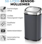 Cos de gunoi cu senzor, 58 L, Kraftpunkt®, otel inoxidabil, gri/argintiu - imagine 7