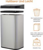 Cos de gunoi cu senzor, 60 L, Kraftpunkt® , otel inoxidabil, argintiu/negru - imagine 4