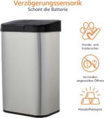 Cos de gunoi cu senzor, 60 L, Kraftpunkt® , otel inoxidabil, argintiu/negru - imagine 2