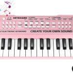 Orga electronica cu microfon pentru copii, 37 clape, functie de inregistrare, roz, 43 x 20 x 6,3 cm.