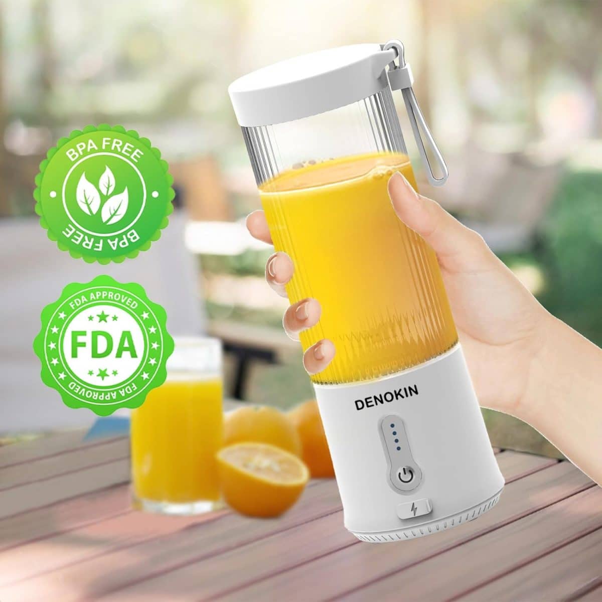 Mini blender electric, Portabil, 450 ml, pentru Smoothie, alb - imagine 6