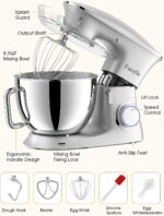 Robot de bucatarie, 8,5 L, 1500 W, 7 viteze, 4 accesorii patiserie, argintiu - imagine 6