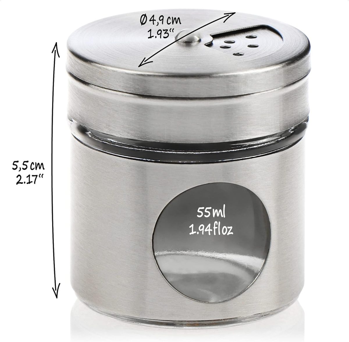 Set 12 recipiente pentru condimente, inox, 4.9 x 5.5 cm, Kraftpunkt® - imagine 7