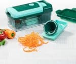 Tocator de legume manual, 16 piese, lame inox, caserola, verde, plastic, Kraftpunkt® - imagine 3