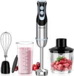 Blender 4 in 1, 1000 W, 12 viteze si functie turbo, multifunctional, negru/argintiu