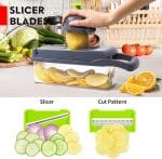 Tocator de legume manual, 14 in 1, lame inox, 7 lame, separator ou, Kraftpunkt® - imagine 2