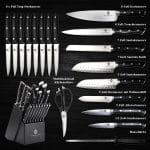 Set de cutite pentru bucatarie, 14 piese, cu suport, negru/argintiu - imagine 3