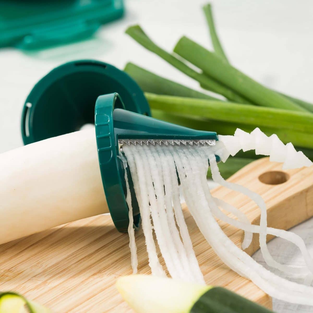 Tocator de legume manual, 16 piese, lame inox, caserola, verde, plastic, Kraftpunkt® - imagine 4