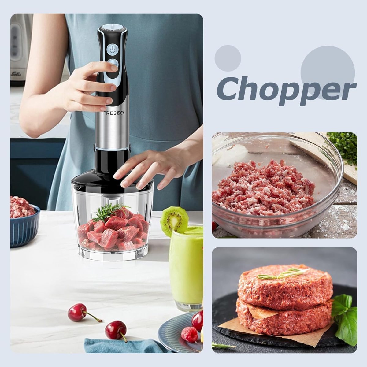 Blender 4 in 1, 1000 W, 12 viteze si functie turbo, multifunctional, negru/argintiu - imagine 5