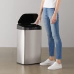 Cos de gunoi cu senzor, 60 L, Kraftpunkt® , otel inoxidabil, argintiu/negru